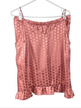 Marilyn Munroe Sleeveless Polka Dot Cami Tank Top Tap Shorts Set Dusty Rose XL
